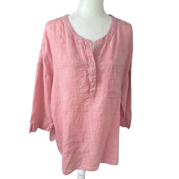 J.Jill Pure Jill Linen Popover Tunic Top Size XL Classic Coastal Resort Vacation - Picture 4 of 13